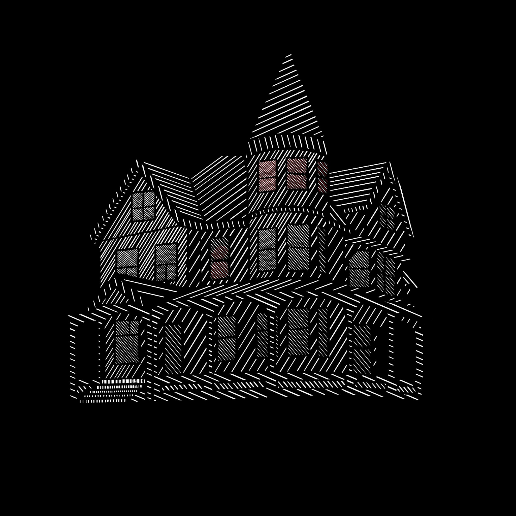 A victorian style house made of linework.
