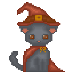 An idle animation of a cat wearing a wizard hat